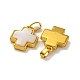 Rack Plating Brass Natural White Shell Pendants&nbsp;KK-U025-03G-01-2
