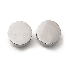 304ステンレススチールビーズ  フラットラウンド  ステンレス鋼色  8x3mm  穴：1.8mm
