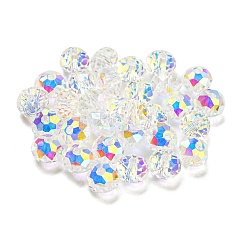 Transparent Electroplate Glass Beads, Faceted, Rondelle, Clear AB, 6x4.5mm, Hole: 1.2mm, 100pcs/bag