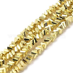 Electroplate Glass Beads Strands, Triangle, Yellow, 4~4.5x4~4.5x3~3.5mm, Hole: 0.8mm, about 113~126pcs/strand, 11.02~14.57 inch(28~37cm)
