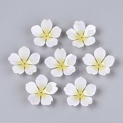 花のアクリルビーズキャップ  DIYのジュエリーには  淡黄色  28x28x8~10mm  穴：1.6mm
