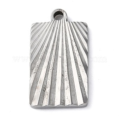 変色しない304ステンレススチールペンダント  長方形のチャーム  ステンレス鋼色  21x11.5x1.9mm  穴：1.8mm