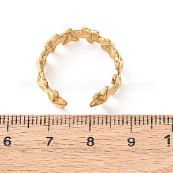 女性用304ステンレススチールオープンカフリング  スター  イオンプレーティング（ip）  18KGP本金メッキ  7mm  内径：18mm&nbsp;RJEW-K309-15G