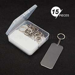 透明アクリルキーホルダー留め具のDIYキット  長方形の空白の大きなペンダントを含む  アイアン製キーリング  透明  ペンダント：90x37.5x3mm  穴：4mm  15個/箱&nbsp;DIY-BC0001-66