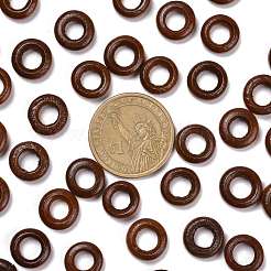 ドーナツ木製の連結リング  染め  無鉛の  シエナ  12x4mm  穴：6mm&nbsp;WOOD-Q014-12mm-07-LF