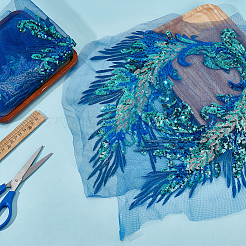 4Pcs 2 Style Polyester Embroidery Sew on Appliques&nbsp;PATC-MA0001-33C