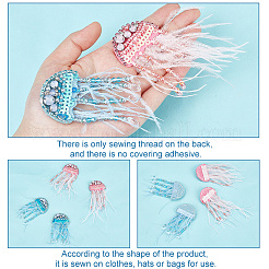 4Pcs 2 Colors Jellyfish Handmade Beaded Appliques&nbsp;PATC-GA0001-12