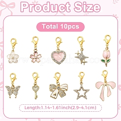 10Pcs 10 Styles Alloy Enamel & Rhinestone Pendant Decorations&nbsp;HJEW-YW00505