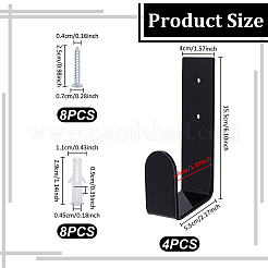 アクリルチャンピオンシップベルトオーガナイザーホルダー4個  長方形  ブラック  15.5x5.5x4cm&nbsp;ODIS-WH0108-062-1