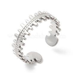 Non-Tarnish 304 Stainless Steel Zipper Shape Open Cuff Ring for Women&nbsp;RJEW-K245-36P