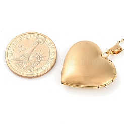 304 Stainless Steel Heart Locket Pendant Cable Chain Necklaces for Women&nbsp;NJEW-M050-04E-G