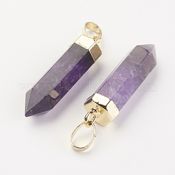 天然アメジストのペンダントを指摘  真鍮パーツ  弾丸  ゴールドカラー  28~29x6~7mm  穴：4x6mm&nbsp;G-G737-32F-G