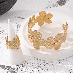 Flower Alloy Cuff Bangles & Cuff Rings Sets&nbsp;FS-WG9C22C-01