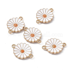 合金エナメルコネクタチャーム  花のリンク  ライトゴールド  ホワイト  15x20x2mm  穴：1.6mm&nbsp;ENAM-C008-15A-KCG