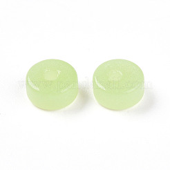 模造ヒスイのガラスビーズ  フラットラウンド  薄緑  6~6.5x3mm  穴：1.2~1.6mm  約4290個/1000g&nbsp;GLAA-N007-6x3mm-B01