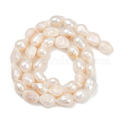 天然養殖淡水パールビーズ連売り  研磨両側  グレード2 A  貝殻色  7~8mm  穴：0.6mm  約36~37個/連  13.54~13.82''（34.4~35.1センチメートル）&nbsp;PEAR-P064-20J-01A