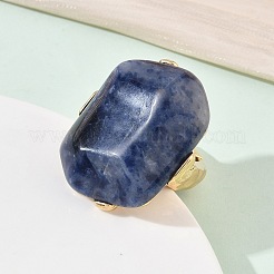 Natural Sodalite & Alloy Finger Rings for Women&nbsp;RJEW-G375-01G-07