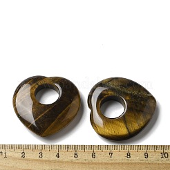天然タイガーアイ中空ペンダント  ハートチャーム  39~40x39.5~40x9.5~10mm  穴：13.5~14mm&nbsp;G-C167-06G
