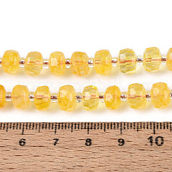 加熱された天然シトリンビーズ連売り  シードビーズで  多面カット  ロンデル  染め  7~8.5x5~7mm  穴：1mm  約22~28個/連  7.09~7.87インチ（18~20cm）&nbsp;G-N327-08A-11