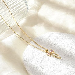 Brass Micro Pave Cubic Zirconia Pendant Necklaces&nbsp;NJEW-S441-05G