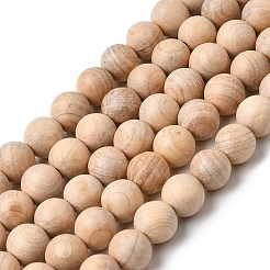 天然ウッドビーズ連売り  ラウンド  パパイヤホイップ  8mm  約51個/連&nbsp;WOOD-B011-01A-8mm