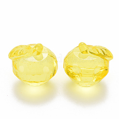 透明なアクリルパーツ  多面カット  3のdリンゴ  きいろ  17.5x19x18mm  穴：2mm  約173個/500g&nbsp;TACR-T024-05B-916