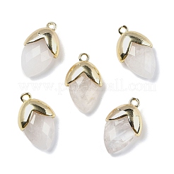 天然石ペンダント  金色の真鍮のパーツと  イチゴの形をしたチャーム  多面カット  19.5x12x6.5mm  穴：1.6mm&nbsp;G-U019-03A