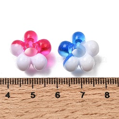 不透明と透明のツートンカラーのアクリル製ヨーロピアンビーズ  大穴ビーズ  花  ミックスカラー  16x17x11mm  穴：6mm  約390個/セット&nbsp;AC-CBA9284-01