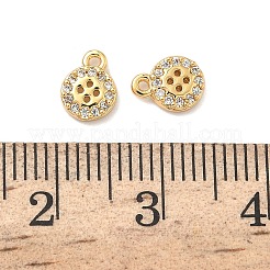 Brass Micro Pave Cubic Zirconia Flat Round Button Charms&nbsp;KK-A281-02G