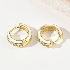 Brass Micro Pave Cubic Zirconia Hoop Earring&nbsp;KK-CBA98BA-07G-B
