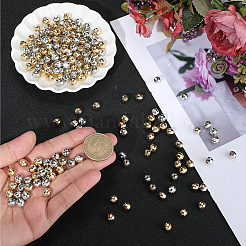 400個2色ccbプラスチックビーズ  多面カット  ラウンド  プラチナ·ゴールデン  7.5mm  穴：1.8mm  200個/カラー&nbsp;CCB-PA0001-15