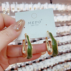 Brass Enamel Hoop Earrings&nbsp;FS-WG61EEE-02