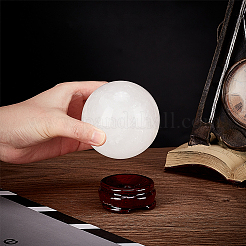 天然クラックルクリスタルボールディスプレイ装飾1セット  ウッドベースと  風水装飾品  ボール：72.5mm  ベース：55x23mm&nbsp;DJEW-BC0001-11