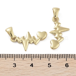 304ステンレスペンダント  ハートビートチャーム  ゴールドカラー  22x12x2.5mm  穴：6x3mm&nbsp;STAS-D092-05B-G