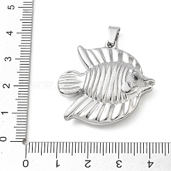 304ステンレスペンダント  201ステンレススチールスナップオンベイル付き  海洋動物のチャーム  ステンレス鋼色  魚  30.5x32.5x7mm  穴：7.5x4mm&nbsp;SA-CBA34D4-02H-P