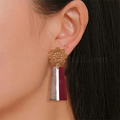 22Pcs 11 Styles Walnut Wood Stud Earring Findings&nbsp;MAK-CJ0001-17