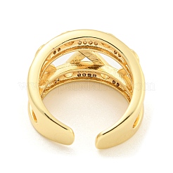 Letter X Clear Cubic Zirconia Open Cuff Ring&nbsp;RJEW-L121-018G