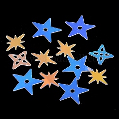 装飾アクセサリー  ポリ塩化ビニールのプラスチック製のスパンコール/スパンコールビーズ  黄金の光沢  スター  カラフル  2.5~10x2.5~10x0.3mm  穴：1.2mm&nbsp;PVC-L001-05