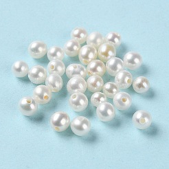 天然な培養された淡水パールビーズ  片穴  グレード3a+  ラウンド  ホワイトスモーク  3~3.5mm  穴：0.7mm&nbsp;PEAR-E020-01A