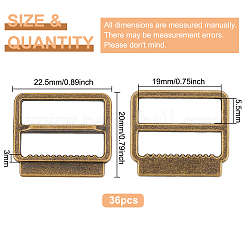 合金バックル留め具36個  ウェビング用  ストラップバッグ  服飾材料  アンティークブロンズ  20x22.5x3mm  穴：19mm&nbsp;FIND-BC0004-76AB