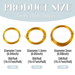 3 Rolls 3 Styles Round Aluminum Wire&nbsp;AW-TADJ0001-03C