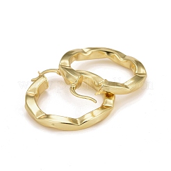 Rack Plating Brass Chunky Huggie Hoop Earrings for Women&nbsp;EJEW-C014-01G