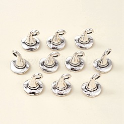チベット風合金チャーム  カドミウムフリー＆鉛フリー  魔女の帽子のチャーム  アンティークシルバー  11x11mm  穴：2mm&nbsp;TIBE-YW0001-42