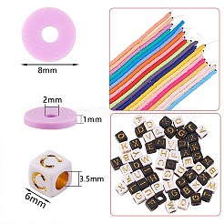 20 連売り 20 色 フラットラウンドい手作りポリマー粘土ビーズ  ディスクヘイシビーズ＆60pcs2スタイルキューブアクリルビーズ  ミックスカラー  約380~400個/連  30個/スタイル&nbsp;CLAY-SZ0001-72