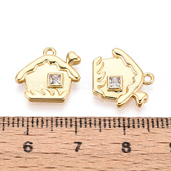 Brass Pave Clear Cubic Zirconia Pendants&nbsp;KK-T077-48G