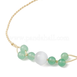 Natural Malaysia Jade & Cat Eye Round Beaded Bracelets&nbsp;BJEW-JB11989