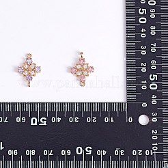Copper plated gold+zircon square four petal flower connector DIY accessories&nbsp;JX598A