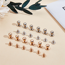 小さなジュエリーボックスを作るための合金製丸頭ノブ50個  50本ネジ付き  ライトゴールド  8x8mm  穴：2mm&nbsp;DIY-GF0012-49KCG