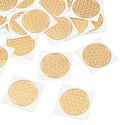 自己接着真鍮ステッカー  スクラップブッキングステッカー  エポキシ樹脂工芸用  花の生活模様  ゴールドカラー  20mm&nbsp;DIY-E015-39B