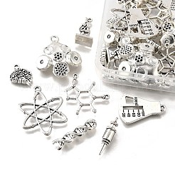 32個8スタイルチベットスタイルの合金チャーム  アンティークシルバー  12.5~33x6.5~27.5x1.5~8mm  穴：1~3mm  4個/スタイル&nbsp;TIBE-FP0001-07